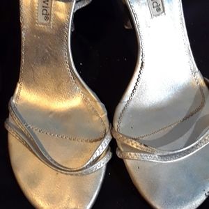 Charles  David silver strappy heels. Scuff on left toe area see pic 2nd to last